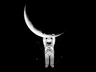 Help! astronaut carbine fantasy humor illustration moon space tshirt
