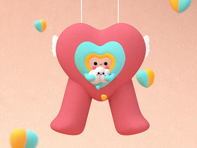 GREAT LOVES💛😊✨ 3d animation apple branding character clouds colors design dribbble dribble flat design heart illustration kawaii kawaii art kids love lovers tusa