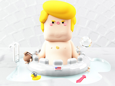 Baby Trump 3d 3d art 3dsmax america animated animation character colors donald dribble humor kawaii political president sauna trump usa usa flag visa wash