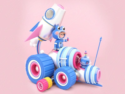 Captain Frog Machine 3d 3d artist car character character design colors design dribbble dribbble best shot frog illustration kawaii art love machine maxon3d play rocket toy toy design toys