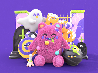 BOO! 3d candy character color palette colors cover design dribbble ghost halloween design holiday illustration illustration book kawaii art love magic monster spooky trick or treat web design