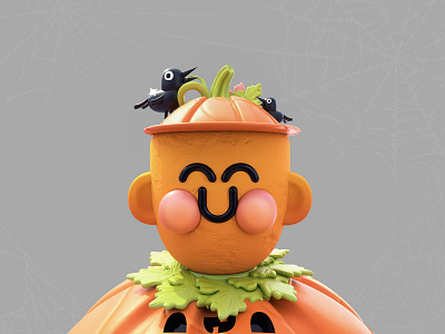 Kawaii Pumpkin 3d character characterdesign characters colors dribbble halloween halloween party kawaii kawaii art love orange pumk pumkin pumpkin pumpkins raven texture vector web