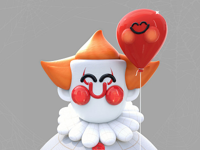 It Kawaii 3d 3d art 3d artist balloon character clown colors halloween halloween design halloween party illustration illustration art it kawaii kawaii art love maxon cinema 4d red spooky season web design