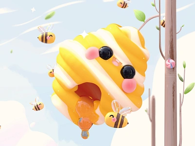 “Home Sweet Home” Letter O 36daysoftype 3d 3d art bee character character design colors dribbble dribbble best shot honey honey bee honeybee honeycomb illustration kawai kawaii kawaii art love nature web design