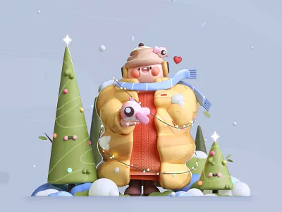 Winter full of Love 3d 3d art 3d artist birds character charming christmas colors design dribbble illustration illustration art kawai kawaii kawaii art logo love snowball ui xmas