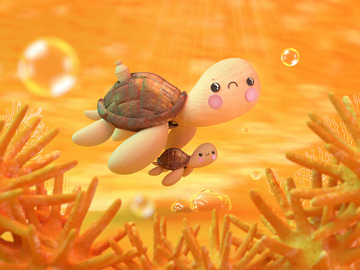 LET'S SAVE LIVES🐢💛🌏 3d ambiente animal animated animation character characterdesign characters colors design dribbble dribble enviroment illustration lanscape nature no plastic plastic turtle turtles