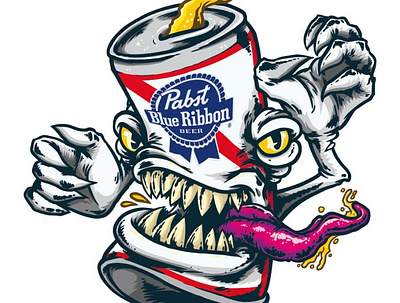 Pabst Blue Ribbon Can Monster beer creature monster pabst blue ribbon