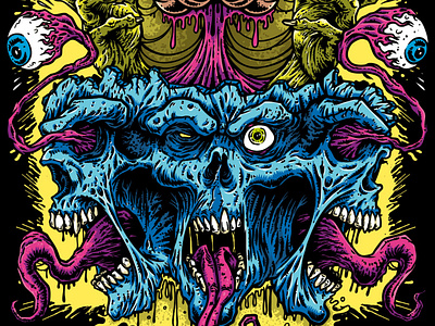 Triple Skulls horror killswitch engage merchandise metal skull zombie