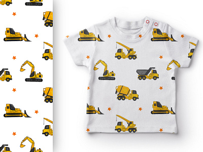 construction vehicle patterns baby car childish excavator fabric kids pattern print seamless vehicle