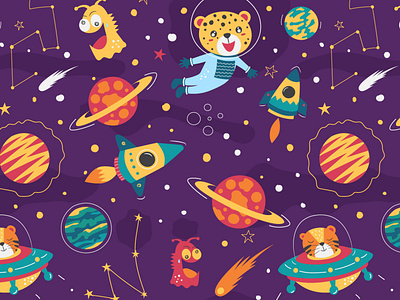 Happy Space Nursery Seamless Pattern