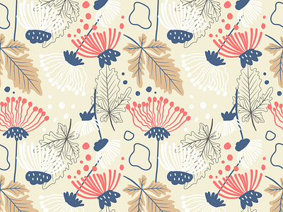 Floral Pattern in Hand Drawn organic style
