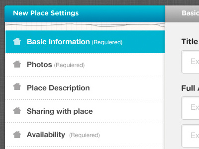 Mytwinplace - settings user interface ux visual design
