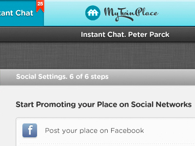 Mytwinplace - sharing tools screen user interface visual design