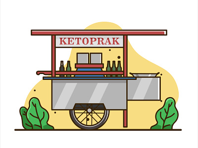 KETOPRAK 🍽️ cute flat foodcart gerobak illustration indonesian ketoprak vector