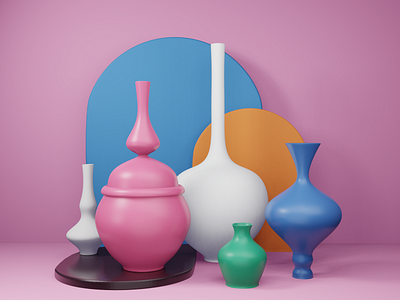 Vases 3d design render vases