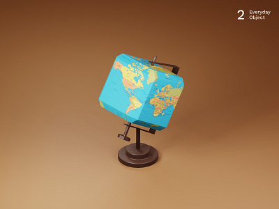 Folding globe | Everyday object 3d earth illustration lowpoly