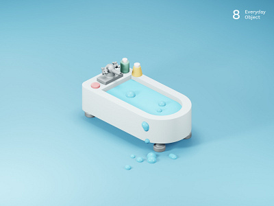Tub | Everyday object 3d bathroom illustration shower