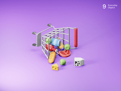 Shopping cart | Everyday object 3d food groceries illustraion supermarket