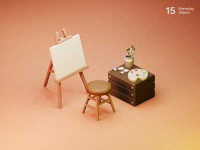 Art studio | Everyday object 3d illustration painting