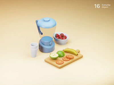 Juicer | Everyday object 3d fruits illustration juice