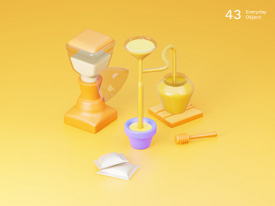 Honey laboratory | Everyday object 3d colors composition illustration