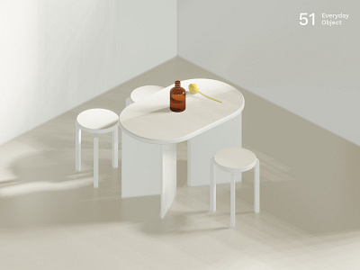 Still life 20 | Everyday object 3d bottle flower illustration interior minimal room shadow still life table