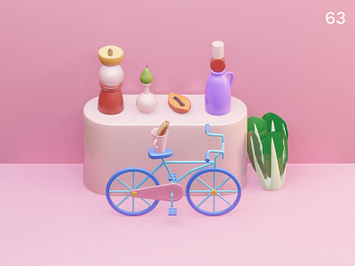 Bicycle | Everyday object 3d bottles colors composition food photography food styling illustration vases