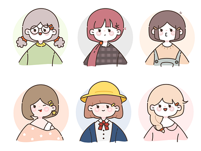 Korean girl character branding character chibi colourful cute face girl graphic design illustration instagram korean kpop vector