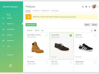 Shopify Products Page Redesign grid list navigation product ui