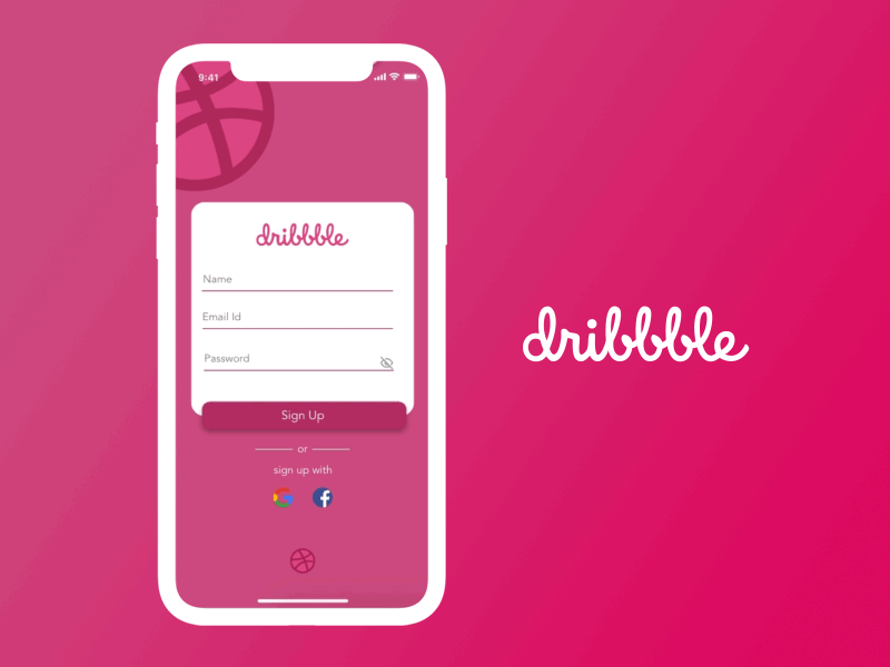 dribbble Sign Up adobe photoshop adobexd autoanimate daily100challenge dailyui design gradient iphone logo redesign signup ui ux