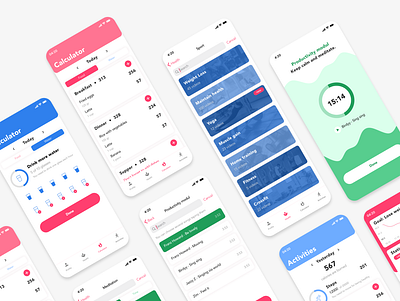 UI /UX design for mobile Health and Fitness app app design fitness flat health minimal mobile mobile app modern sport ui ux