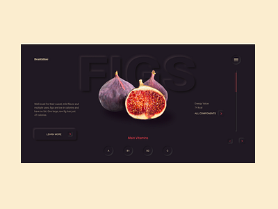 Figs. Concept dark design figs food fruit fruits landing neumorphism uidesign