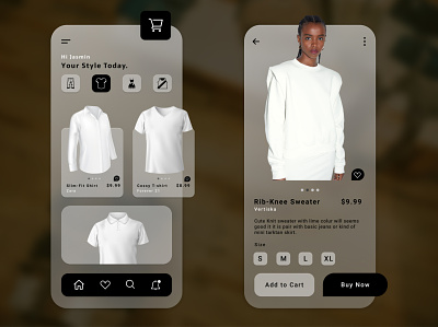 Fashion App app design clothes clothing app fashion fashion app fashion design glassmorphism minimal mobile app design uiux
