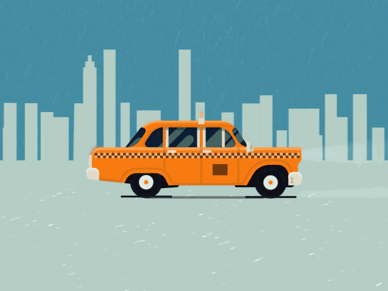 NY Taxi Animation ae after effects animation motion motion graphic new york rain taxi
