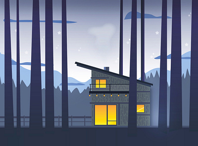 Forest Cabin art forest cabin illustrator