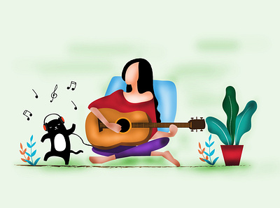 Now We are superstar singers.. (Tutu and Me) adobe art cartoon illustration cat cats childrens illustration colombo colour comic art creative design designers drawing flat illustration illustrator music app music art pet care srilanka ui