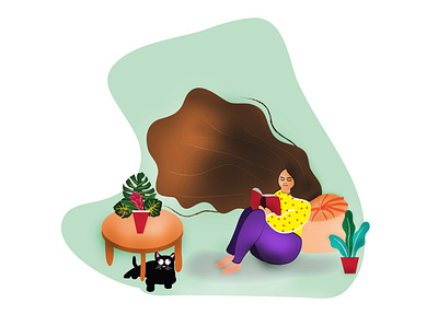 Reading a Book with Tutu and also Floating my Hair adobe app design character design children book illustration childrens book colombo concept art concept design design designers drawing dribbble flat design flat illustration illustration illustrator kidlitart kids illustration srilanka ui