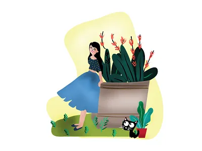 Tutu and me in the garden adobe app design art art direction artist cat character design colombo concept art concept design creative cute art cute illustration design dribbble flat illustration illustration illustrator sri lanka srilanka