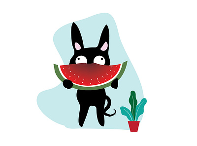 Tutu found a watermelon app artist cat childrens illustration colombo creative cute art cute illustration design drawing dribbble dribbble invite dribble flat illustration illustration illustrations illustrator kidlitart sri lanka srilanka