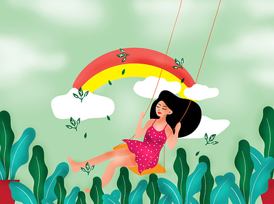 Girl enjoying Nature - Illustrations art artist cat children children book illustration colombo creative cute cute illustration design drawing dribbble flat illustration girl illustration illustration illustrations illustrator kids illustration nature nature illustration