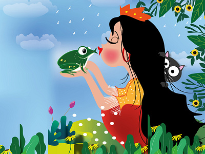 Kiss the Frog animation ar art branding childrenart creative design drawing graphic design illustration illustrator kids artist motion graphics srilanka