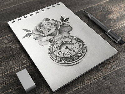 Beauty visits time artwork drawing pencil art