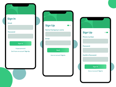 Sign in and Sign up for Project L invisionapp mobile app design ui ux