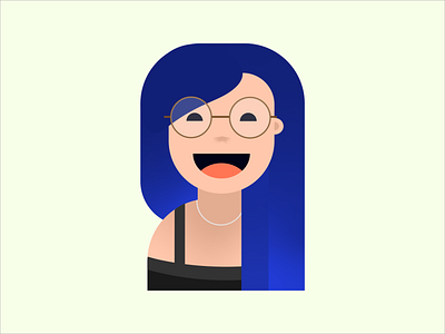 Blue haired Catie branding design flat illustration vector