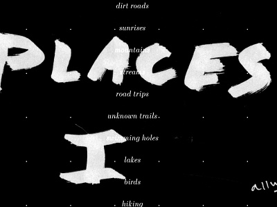 Places brush drawn hand lettering outdoors poster type