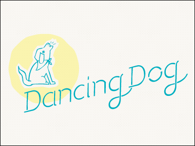 Dancing Dog drawn hand identity type