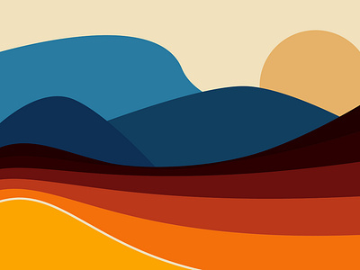 COLORFUL ABSTRACT LANDSCAPE ILLUSTRATION