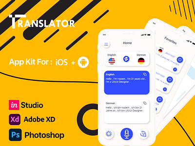 UI Design Kit (Translator App) android app app design ios ui design ux design