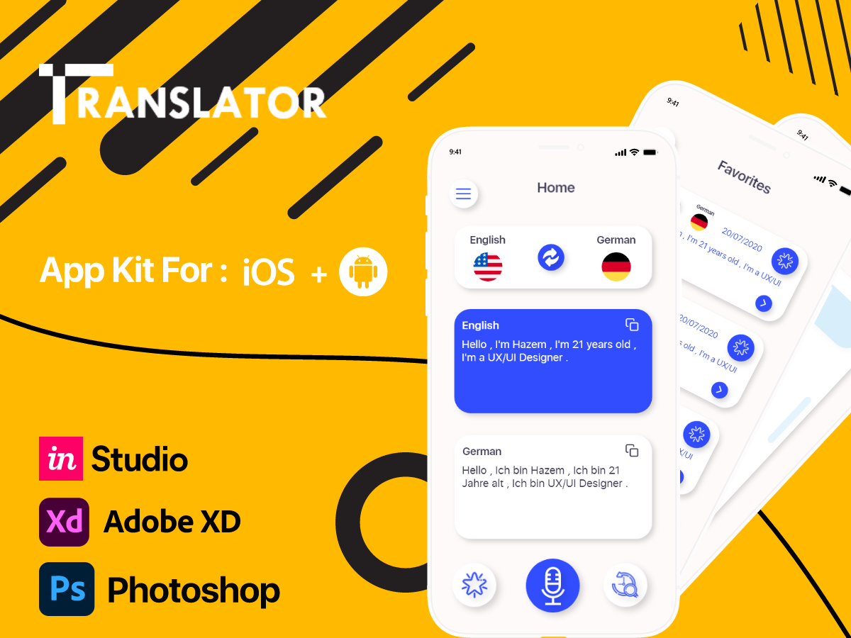 Ui Design Kit (translator App) By Hazem K. H. Madi On Dribbble