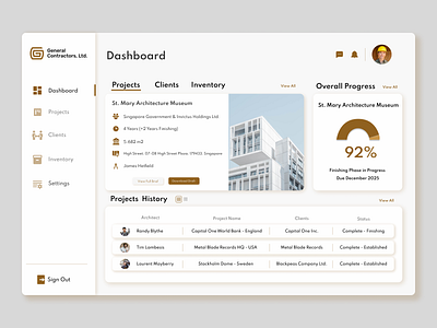 Contractors Web Apps Concept Dashboard branding color icon logo minimalism typography ui ux web web design